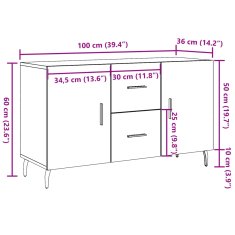 Petromila vidaXL Komoda čierna 100x36x60 cm kompozitné drevo