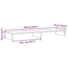 Vidaxl Stojan na monitor betónovosivý 100x27x10 cm kompozitné drevo