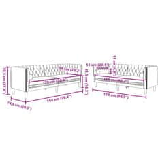 Petromila vidaXL 2-dielna Sedacia súprava Chesterfield s opierkami zamat