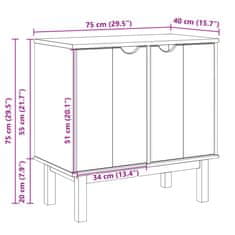 Vidaxl Predsiňová skriňa OTTA 75x40x75 cm borovicový masív