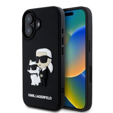 Karl Lagerfeld Zadný kryt 3D Rubber Karl and Choupette pre iPhone 16 Plus Black