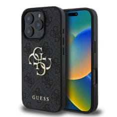 Guess Originálny zadný kryt PU 4G Metal Logo pre iPhone 16 Pro Max Grey