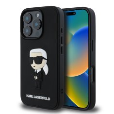 Karl Lagerfeld Zadný kryt 3D Ikonik pre iPhone 16 Pro Black