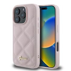 Guess Originální zadní kryt PU Leather Quilted pre iPhone 16 Pro Max Pink