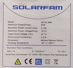 sapro FVE Fotovoltaický solárny panel 12V/40W SZ-40-36M, 540x460x30mm 