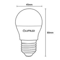 LUMILED 6x LED žiarovka E27 P40 2,5W = 25W 249lm 6500K Studená biela 180°