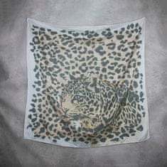 VegaLM Ručne maľovaná hodvábna šatka HNEDÝ LEOPARD_2, 90 x 90cm, Made in SLOVAKIA