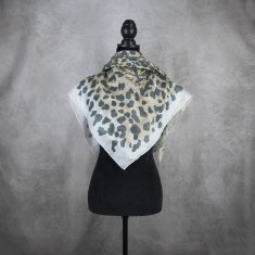 VegaLM Ručne maľovaná hodvábna šatka HNEDÝ LEOPARD_2, 90 x 90cm, Made in SLOVAKIA