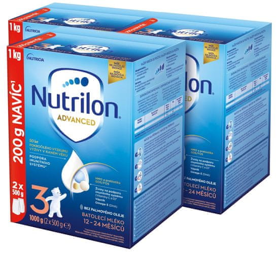 Nutrilon 3 Advanced batoľacie mlieko, 3 x 1 kg