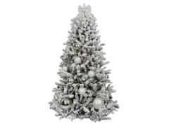 LAALU Zdobený umelý vianočný stromček s 85 ozdobami SILVER CHRISTMAS 240 cm stromček so stojanom a vianočnými ozdobami