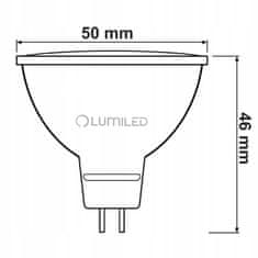 LUMILED 10x LED žiarovka GU5.3 MR16 8W = 80W 720lm 6500K Studená biela 120° 12V