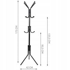 Northix Stojaci vešiak na kabáty 170 cm - čierny 