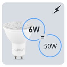 LUMILED 10x LED žiarovka GU10 6W = 50W 580lm 6500K Studená biela NASTAVITEĽNÁ 24° 36° 60°