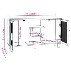 Vidaxl Komoda hnedá 105x30x60 cm masívna borovica a prírodný ratan