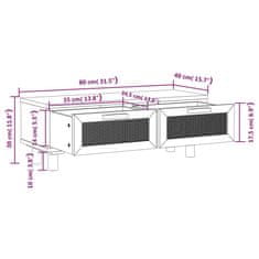 Vidaxl Konferenčný stolík čierny 80x40x30 cm spracov. drevo a borovica