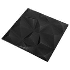 Vidaxl 3D nástenné panely 24 ks 50x50 cm, diamantové, čierne 6 m²