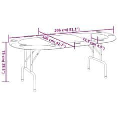 Vidaxl Skladací pokrový stôl pre 10 hráčov zelený 206x106x75 cm