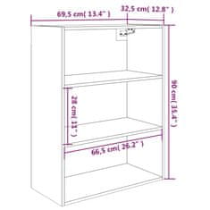 Vidaxl Závesná nástenná skrinka biela 69,5x32,5x90 cm