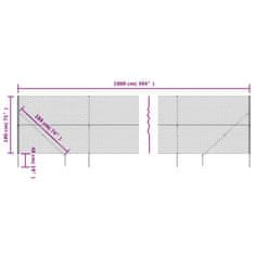 Vidaxl Drôtený plot s kotviacimi hrotmi, strieborný 1,8x10 m