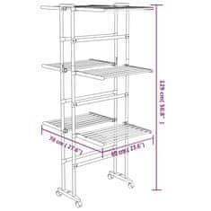 Vidaxl 3-poschodový sušič bielizne s kolieskami strieborný 60x70x129cm