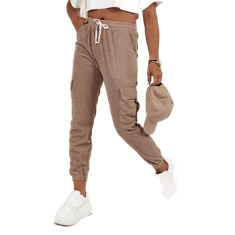 Dstreet Dámske pruhované nohavice CHICCORD camel UY2175 uy2175 L-XL