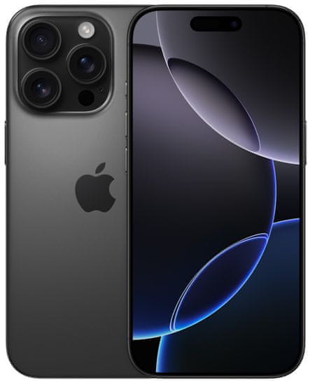 Apple iPhone 16 Pro, supervýkonný procesor, strojové učenie, A18 Pro, veľký displej, trojitý zadný ultraširokouhlý fotoaparát, predný fotoaparát, 48 Mpx, 12 Mpx, IP68, vodeodolný, Face ID, Dolby Atmos