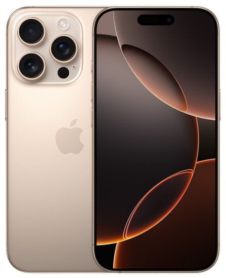 Apple iPhone 16 Pro, supervýkonný procesor, strojové učenie, A18 Pro, veľký displej, trojitý zadný ultraširokouhlý fotoaparát, predný fotoaparát, 48 Mpx, 12 Mpx, IP68, vodeodolný, Face ID, Dolby Atmos