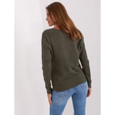 Wool Fashion Dámsky sveter s výstrihom do V a károvaným vzorom MIA khaki AT-SW-2329.98P_401774 Univerzálne