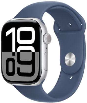 Chytré hodinky Apple Watch Series 10 gps Apple Pay Retina displej voděodolnost WR50 pro plavání detekce autonehody nové funkce fáze spánku SOS volání krytí proti prachu akcelerometr GPS stále zapnutý EKG monitorování tepu srdeční činnosti volání notifikace NFC platby Apple Pay hluk App Store Senzor pro snímání okysličení krve měření fyzické kondice VO2 max ovládání dvojitým poklepáním