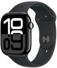 Apple Watch Series 10 GPS 46mm, Jet Black Aluminium Case, Black Sport Band - S/M (MWWP3QC/A)