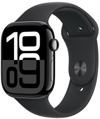 Inteligentné hodinky Apple Watch Series 10 gps Apple Pay Retina displej vodoodolnosť WR50 pre plávanie detekcia autonehody nové funkcie fázy spánku SOS volanie krytie proti prachu akcelerometer GPS stále zapnutý EKG monitorovanie tepu srdcovej činnosti volanie notifikácie NFC platby Apple Pay hluk App Store Senzor pre snímanie okysličenia krvy meranie fyzickej kondície VO2 max ovládanie dvojitým poklepaním