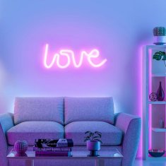 PAUL NEUHAUS LEUCHTEN DIREKT aj s JUST LIGHT LED nástenné svietidlo ružová, LOVE nápis, USB, šnúrový vypínač, dekoratívne LD 85021-87