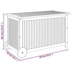 Vidaxl Záhradný úložný box s kolieskami 90x50x58 cm masívna akácia