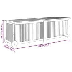 Vidaxl Záhradný úložný box s kolieskami 150x50x58 cm masívna akácia