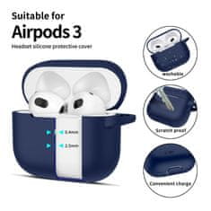 Tech-protect Silicone Hook puzdro na Apple AirPods 3, tmavomodré