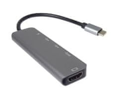 PremiumCord USB-C na HDMI + USB3.0 + 2x USB2.0 + PD(power delivery) adaptér