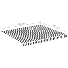 Vidaxl Náhradná látka na markízu antracitovo-biela 4x3,5 m