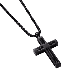 IZMAEL Náhrdelník Twist Cross-Čierna KP34106