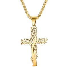 IZMAEL Náhrdelník Tree Cross-Zlatá KP34109