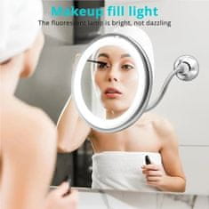 Smart Plus Flexible Gooseneck LED Makeup Mirror | 10X Magnification, Suction Cup, 360° Swivel