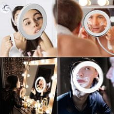 Smart Plus Flexible Gooseneck LED Makeup Mirror | 10X Magnification, Suction Cup, 360° Swivel