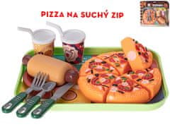 Fast food pizza na suchý zips, hotdog a nápoje 2 ks s podnosom 26x19 cm