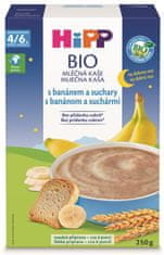 HiPP BIO Mléčná kaše na dobrou noc s banánem a suchary od uk. 4.-6. měsíce, 250 g