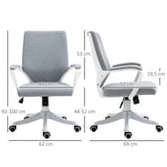 VINSETTO Kancelárske Kreslo Stolová Stolička S Funkciou Kolísania Výškovo Nastaviteľné Operadlo S Hrubým Polstrovaním Ergonomické Otočné O 360° Kolieska Polyester Nylon Pp 