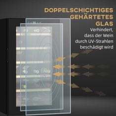 HOMCOM Chladnička Na Víno, 65 L Chladnička Na Nápoje Na 24 Fliaš, Chladnička Na Fľaše, Klíma Na Víno S Vnútorným Osvetlením, 5-20°C, Dotyk, Čierna 