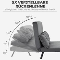 HOMCOM Rozkladacia Pohovka S Lôžkovým Boxom, Gauč S Funkciou Spánku, Rozkladacia Pohovka So Zamatovým Vzhľadom, Chrbtový Vankúš, Tmavosivá, 102 X 73 X 81 Cm 