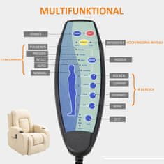 HOMCOM Masážne Kreslo, Tv Kreslo, Relaxačné Kreslo S Funkciou Vyhrievania, Tv Kreslo S Funkciou Nakláňania S Diaľkovým Ovládaním, Držiak Na Pohár, 85 X 94 X 104 Cm 