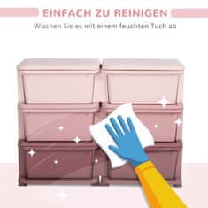 HOMCOM Zásuvková Skrinka Pre Deti Úložné Boxy So 6-Poschodovým Organizérom Na Hračky Pre Deti 3-6 Rokov 