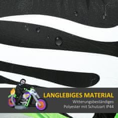 HOMCOM Halloweenska Dekorácia 1,44 M Pekelný Motorkár Motocyklista Duch S Led Osvetlením Svietiaci Vzduch Dekorácia Postavičky Samonafukovacia 