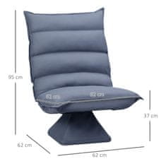 HOMCOM Floor Sofa Podlahové Kreslo S Nastaviteľným Operadlom, Otočné Meditačné Kreslo, Relaxačné Kreslo, Handrička Z Mikrovlákna, Sivá, 62X62X95 Cm 